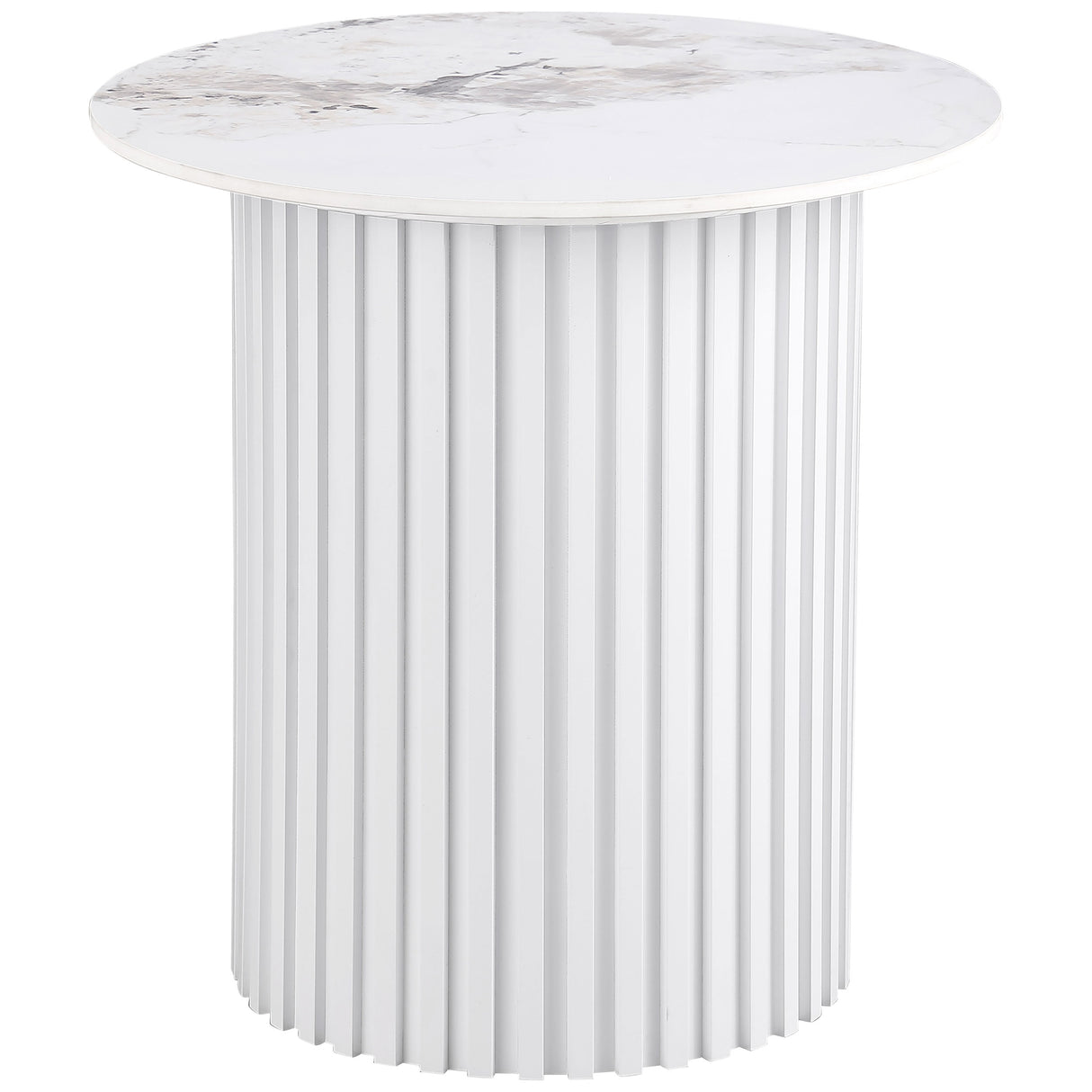 Furniture City Houma - Coaster - Rowena Round Sintered Stone End Table White Faux Marble - 708337