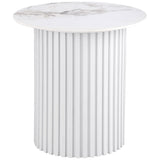 Furniture City Houma - Coaster - Rowena Round Sintered Stone End Table White Faux Marble - 708337