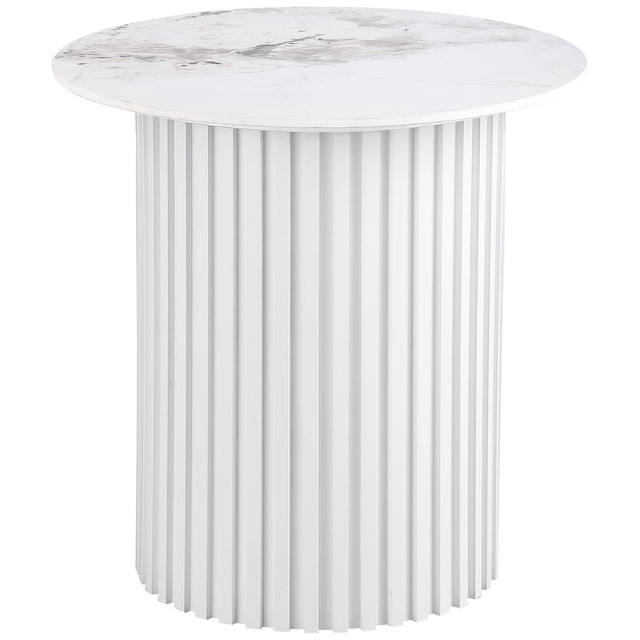 Furniture City Houma - Coaster - Rowena Round Sintered Stone End Table White Faux Marble - 708337