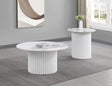 Furniture City Houma - Coaster - Rowena 2-piece Coffee and End Table Set White Faux Marble - 708338-S2