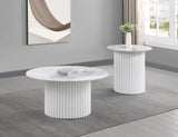 Furniture City Houma - Coaster - Rowena 2-piece Coffee and End Table Set White Faux Marble - 708338-S2