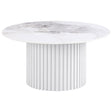 Furniture City Houma - Coaster - Rowena Round Sintered Stone Coffee Table White Faux Marble - 708338