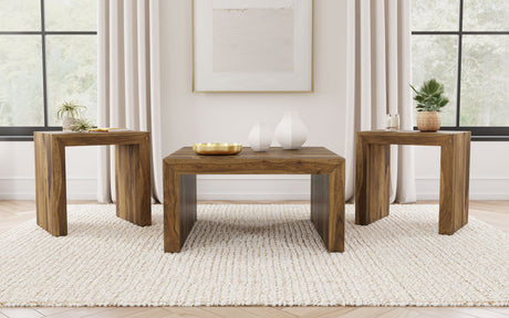 Furniture City Houma - Coaster - Odilia 3-piece Solid Wood Coffee and End Table Set Auburn - 708418-S3