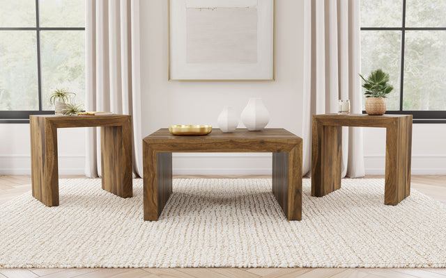 Furniture City Houma - Coaster - Odilia 3-piece Solid Wood Coffee and End Table Set Auburn - 708418-S3