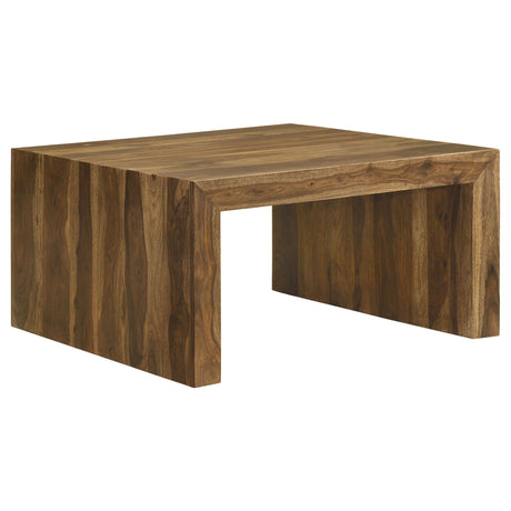 Furniture City Houma - Coaster - Odilia Square Solid Wood Coffee Table Auburn - 708418