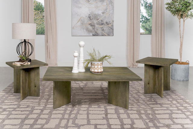 Furniture City Houma - Coaster - Andando 3-piece Coffee and End Table Set Mango Brown - 708498-S3