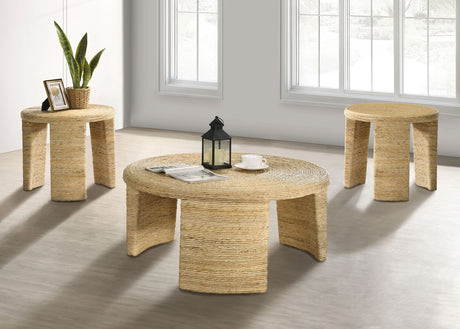 Furniture City Houma - Coaster - Artina 3-piece Rattan Coffee and End Table Set Natural - 708508-S3