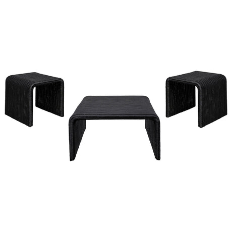 Furniture City Houma - Coaster - Cahya 3-piece Rattan Coffee and End Table Set Black - 708518-S3