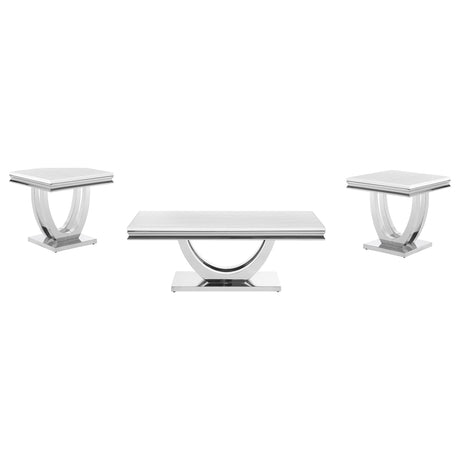 Furniture City Houma - Coaster - Kerwin 3-piece Rectangular Coffee and End Table Set Chrome - 708538-S3