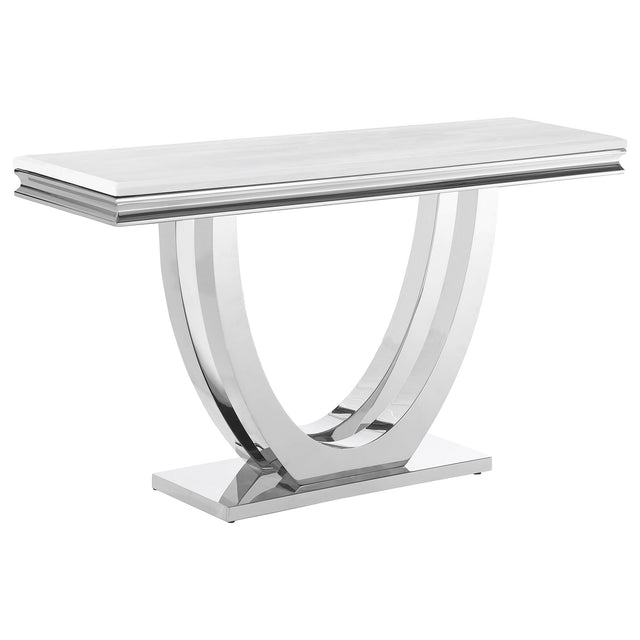 Furniture City Houma - Coaster - Kerwin U-base Stone Top Entryway Sofa Console Table Chrome - 708539