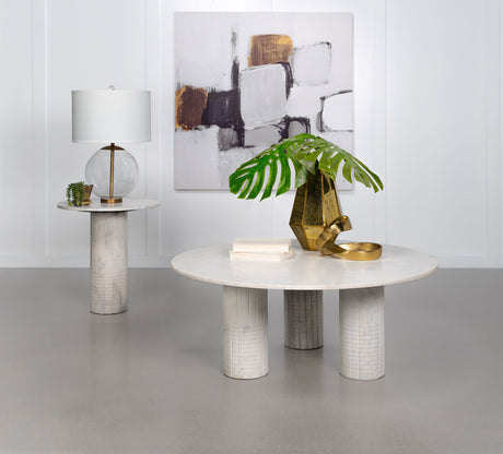 Furniture City Houma - Coaster - Astoria 2-piece Marble Coffee and End Table Set White - 709668-S2