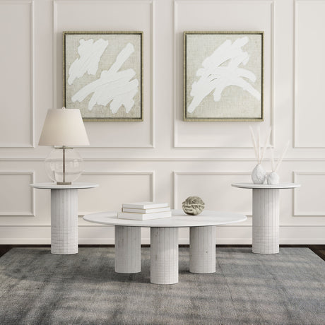 Furniture City Houma - Coaster - Astoria 3-piece Marble Coffee and End Table Set White - 709668-S3