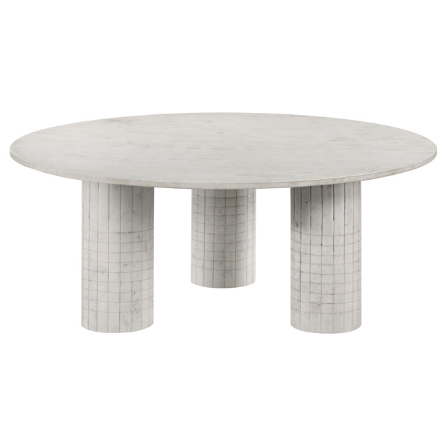 Furniture City Houma - Coaster - Astoria Round Genuine Marble Coffee Table White - 709668