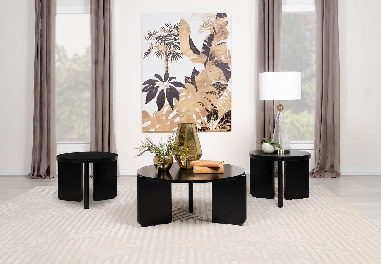 Furniture City Houma - Coaster - Cordova 3-piece Solid Wood Coffee and End Table Set Black - 709678-S3