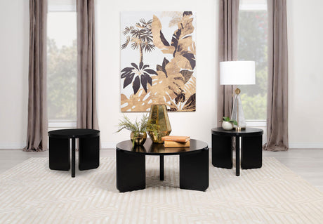 Furniture City Houma - Coaster - Cordova 3-piece Solid Wood Coffee and End Table Set Black - 709678-S3