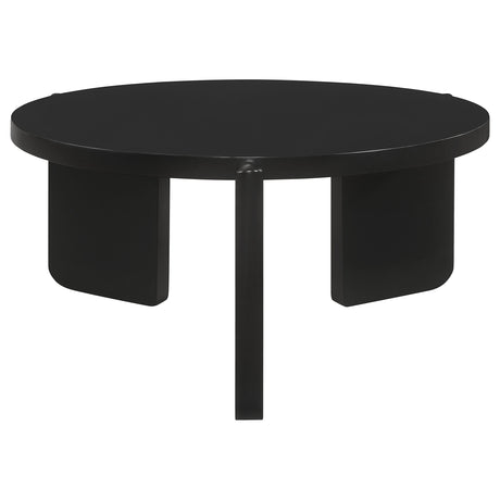 Furniture City Houma - Coaster - Cordova Round Solid Wood Coffee Table Black - 709678