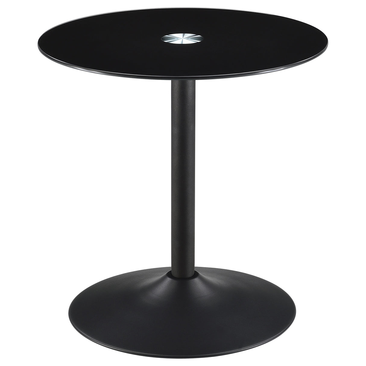 Furniture City Houma - Coaster - Ganso Round Metal End Table With Tempered Glass Top Black - 709687