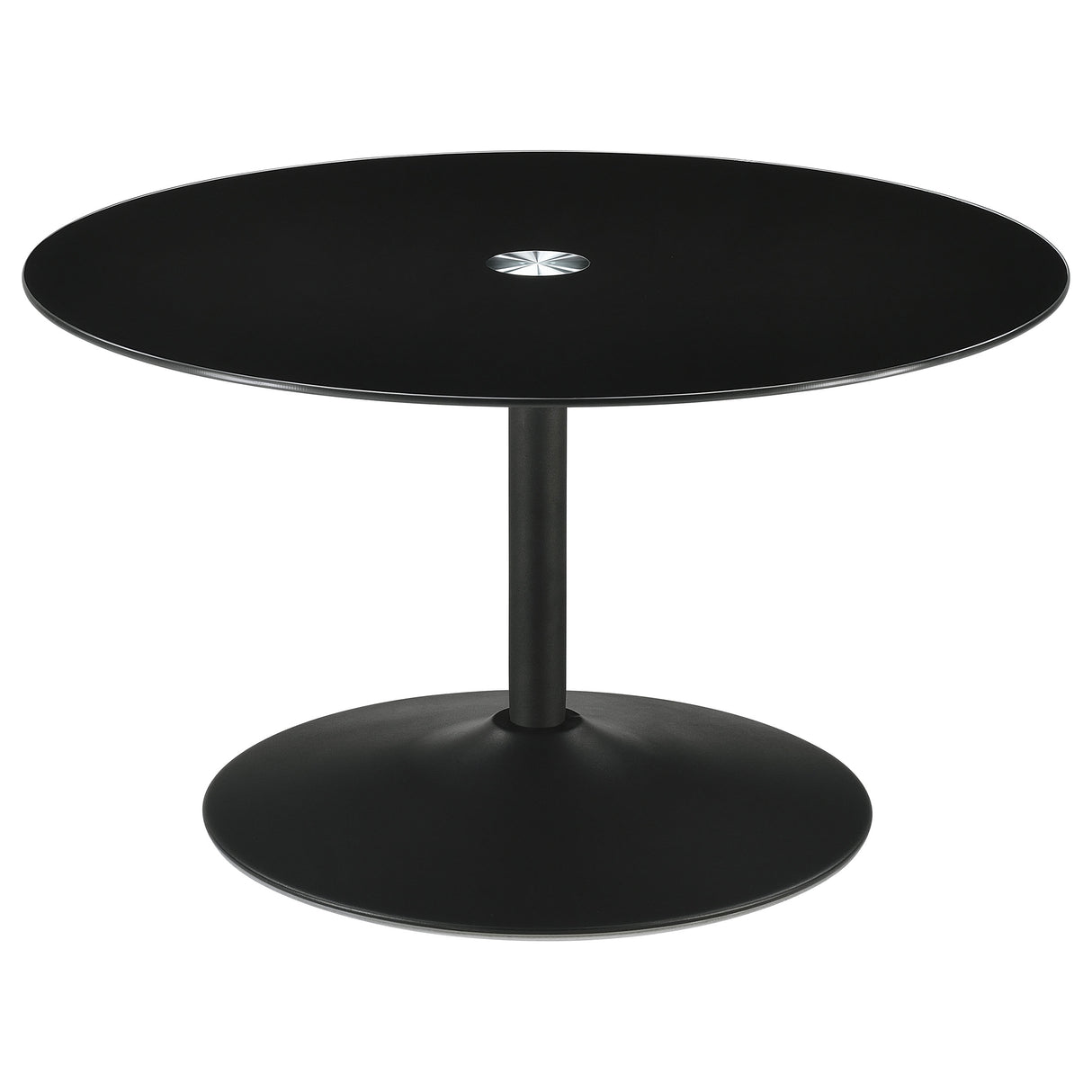 Furniture City Houma - Coaster - Ganso Round Metal Coffee Table With Tempered Glass Top Black - 709688
