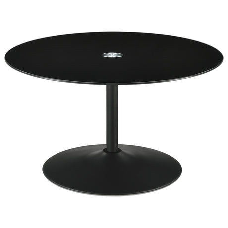 Furniture City Houma - Coaster - Ganso Round Metal Coffee Table With Tempered Glass Top Black - 709688
