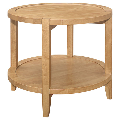 Furniture City Houma - Coaster - Camillo Round Solid Wood Side End Table Maple Brown - 709697