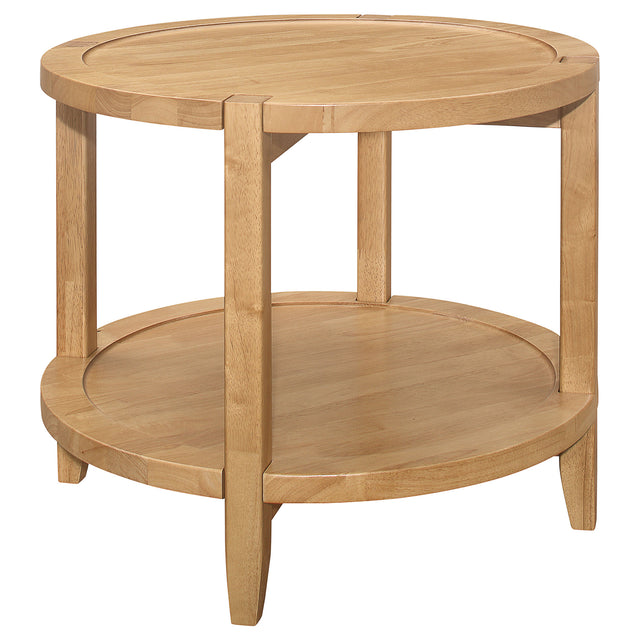 Furniture City Houma - Coaster - Camillo Round Solid Wood Side End Table Maple Brown - 709697