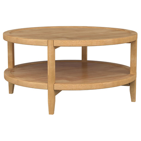 Furniture City Houma - Coaster - Camillo Round Solid Wood Coffee Table Maple Brown - 709698