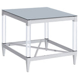Furniture City Houma - Coaster - Lindley Square Tempered Mirror Acrylic Side End Table Chrome - 709727