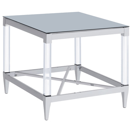 Furniture City Houma - Coaster - Lindley Square Tempered Mirror Acrylic Side End Table Chrome - 709727