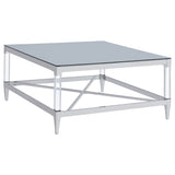 Furniture City Houma - Coaster - Lindley Square Tempered Mirror Acrylic Coffee Table Chrome - 709728