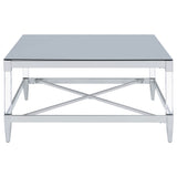 Lindley Square Tempered Mirror Acrylic Coffee Table Chrome