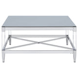 Lindley Square Tempered Mirror Acrylic Coffee Table Chrome