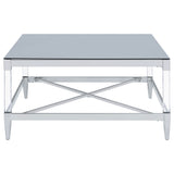 Lindley Square Tempered Mirror Acrylic Coffee Table Chrome