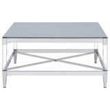 Lindley Square Tempered Mirror Acrylic Coffee Table Chrome