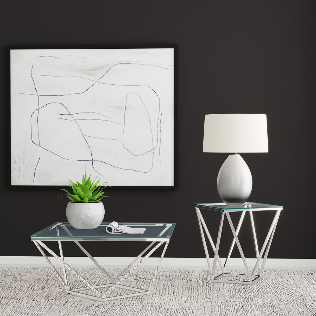Furniture City Houma - Coaster - Brittania 2-piece Square Coffee and End Table Set Nickel - 709738-S2