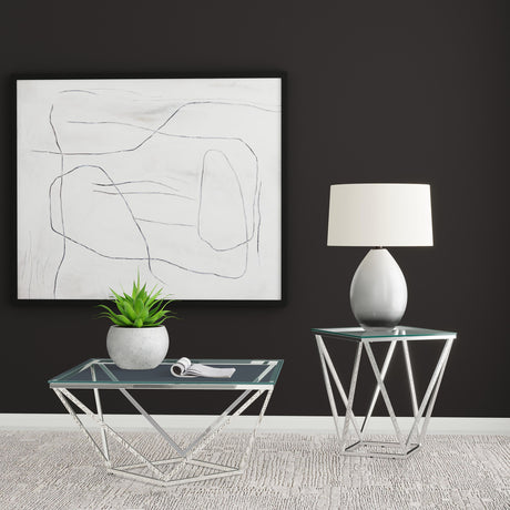 Furniture City Houma - Coaster - Brittania 2-piece Square Coffee and End Table Set Nickel - 709738-S2