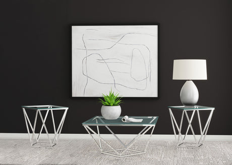 Furniture City Houma - Coaster - Brittania 3-piece Square Coffee and End Table Set Nickel - 709738-S3