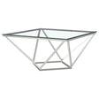 Furniture City Houma - Coaster - Brittania Square Glass Top Geometric Coffee Table Nickel - 709738