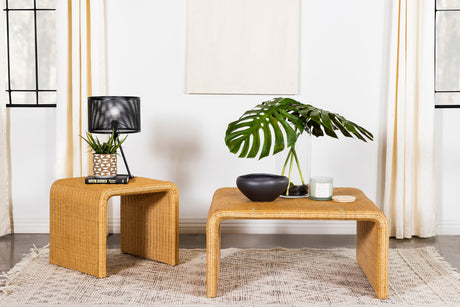 Furniture City Houma - Coaster - Cahya 2-piece Rattan Coffee and End Table Set Natural - 709818-S2