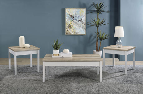 Furniture City Houma - Coaster - Stacie 3-piece Coffee Table Set Distressed Pine and White - 709950