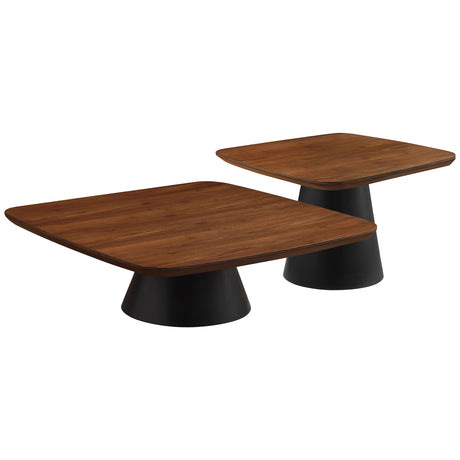 Furniture City Houma - Coaster - Eason 2-piece Coffee Table Set Walnut and Black - 710010