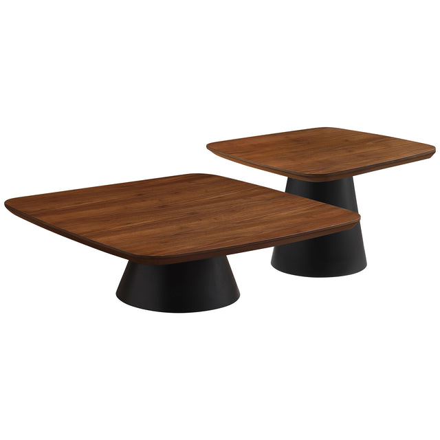 Furniture City Houma - Coaster - Eason 2-piece Coffee Table Set Walnut and Black - 710010