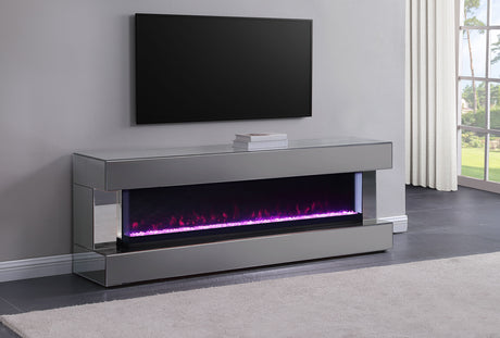 Furniture City Houma - Coaster - Vallerie 71-inch TV Stand with Visual Flame Box Grey Mirror - 710021