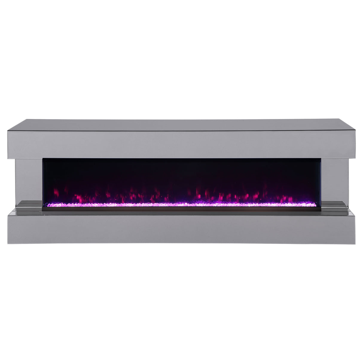 Vallerie 71-inch TV Stand with Visual Flame Box Grey Mirror