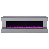 Vallerie 71-inch TV Stand with Visual Flame Box Grey Mirror
