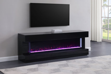 Furniture City Houma - Coaster - Vallerie 71-inch TV Stand with Visual Flame Box Black - 710022