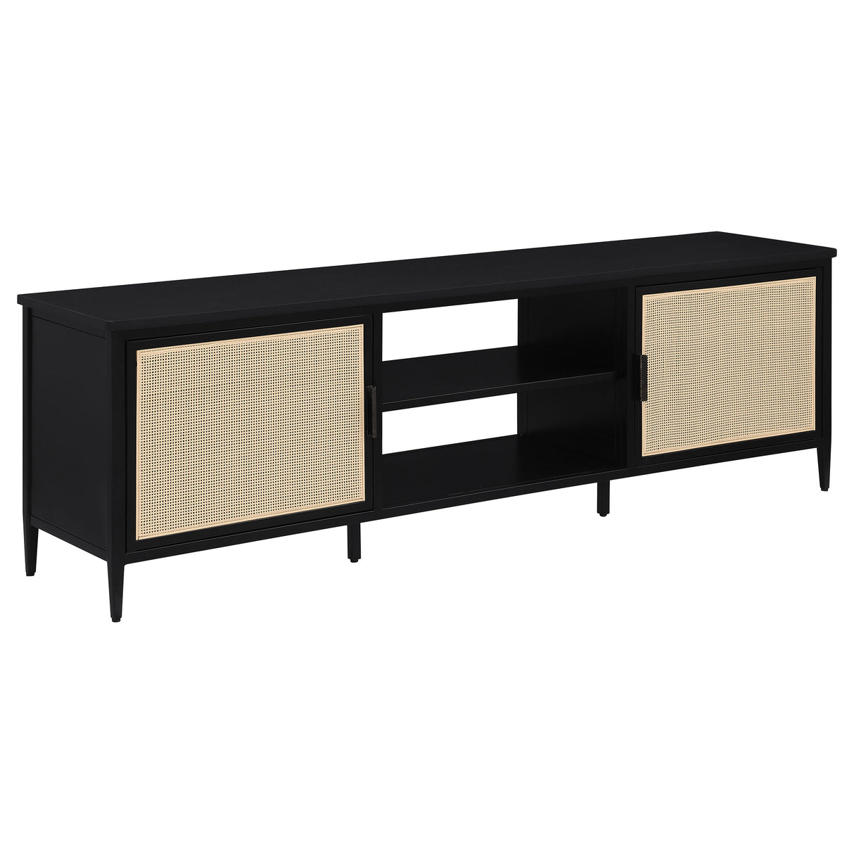 Furniture City Houma - Coaster - Amherst 2-door 70-inch Metal TV Stand Media Console Black - 710034