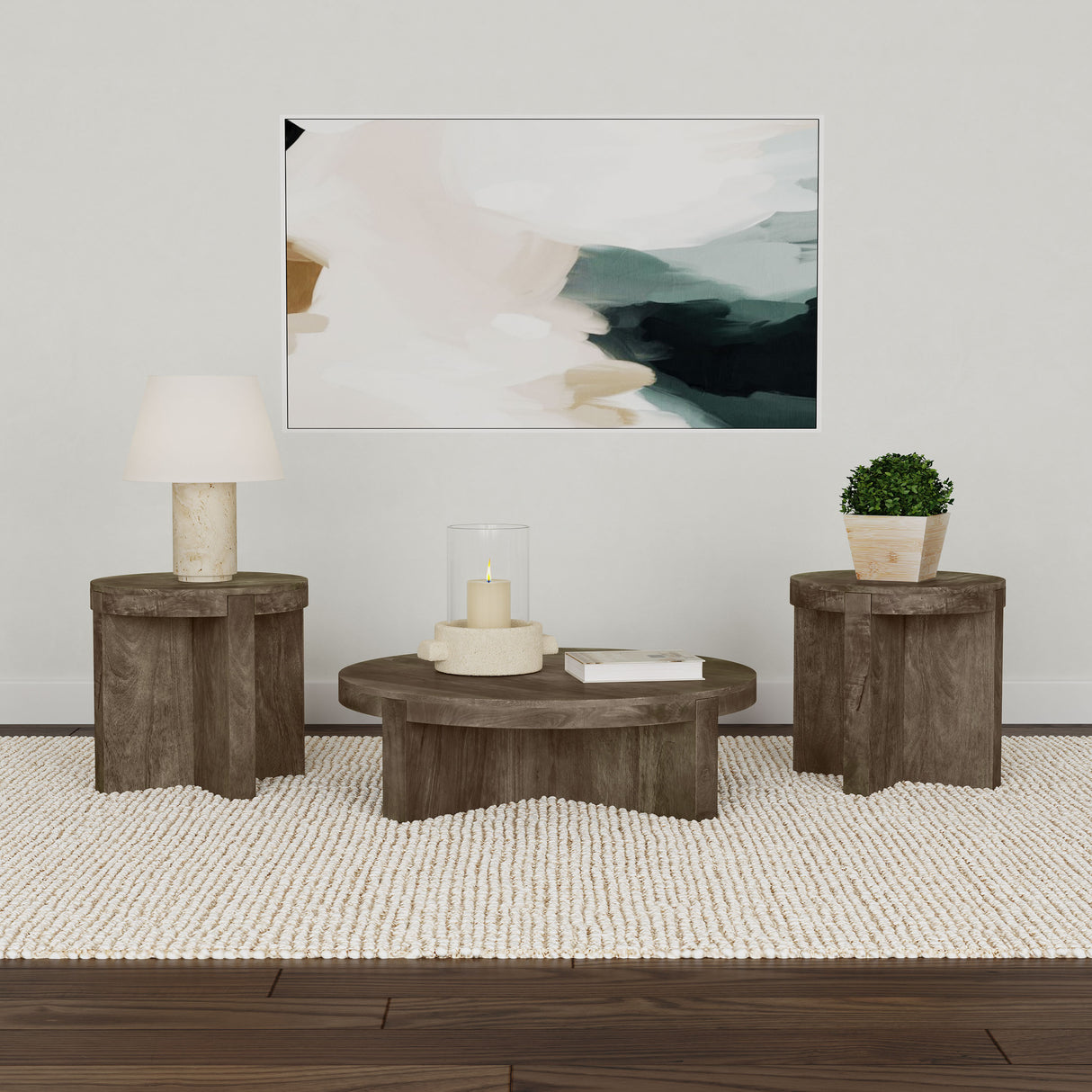 Furniture City Houma - Coaster - Kinkaid 3-piece Solid Wood Coffee and End Table Set Brown - 710138-S3