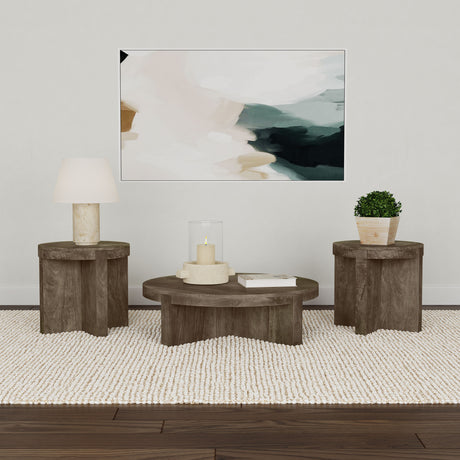 Furniture City Houma - Coaster - Kinkaid 3-piece Solid Wood Coffee and End Table Set Brown - 710138-S3
