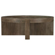 Furniture City Houma - Coaster - Kinkaid Round Solid Mango Wood Coffee Table Brown - 710138