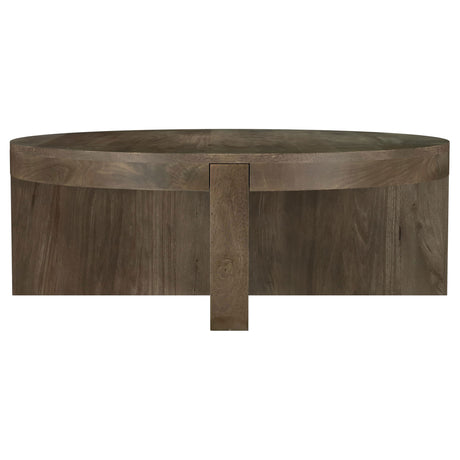 Furniture City Houma - Coaster - Kinkaid Round Solid Mango Wood Coffee Table Brown - 710138